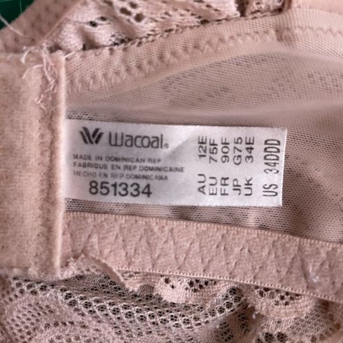 Wacoal Women 34DDD Soft Sense Underwire Bra Beige Lace Unlined Adjustable  Size undefined - $25 - From Amy
