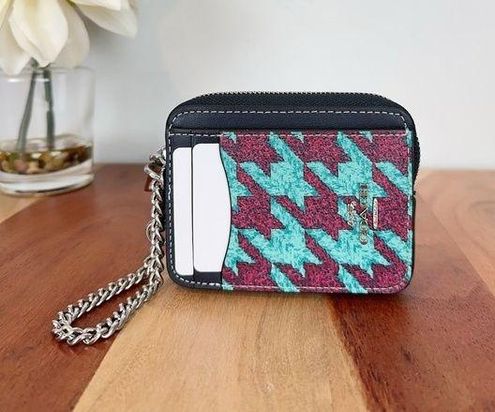 Coach Mini Wallet on A Chain with Houndstooth Print