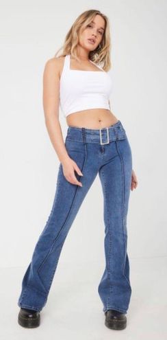 Garage Extreme Low Rise Flare Jean in Blue