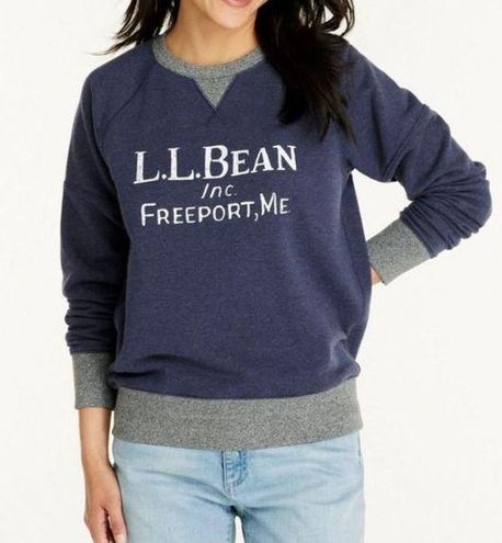 LL bean Womens Crewneck Sweatshirt Size L Blue Pre-Owned