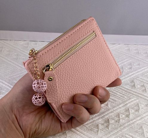 Small Leather Wallet for Women Girls Credit Card Holder Purse Pink