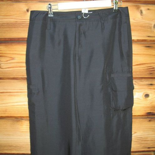 Black Silk Baggy Cargo Pants