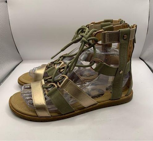 Sorel Women s Bailee Lace Up Sandal Flat size 7.5 olive green