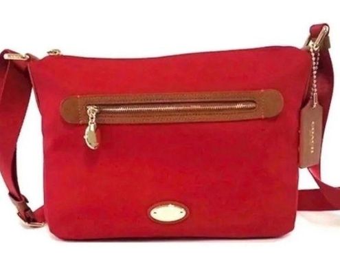 Coach Sawyer Red Leather Trim Cross Body Bag 29 From just