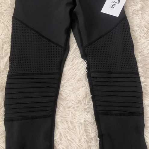 Zyia Black Moto Light n Tight Hi-Rise 7/8 24, Medium (6-8)