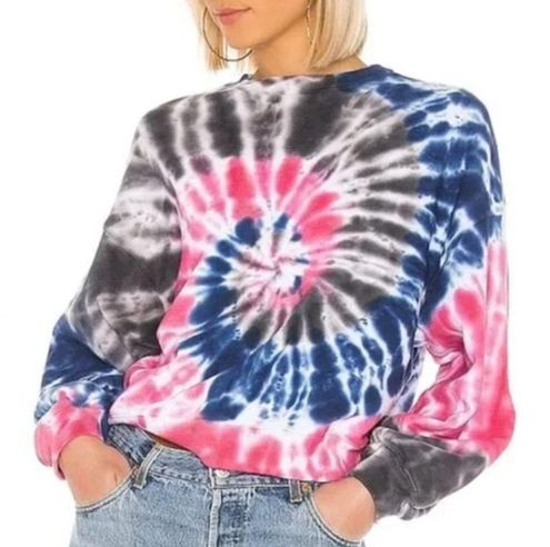 AGOLDE Tie Dye Balloon Sleeve Boxy Cotton Sweatshirt Pullover