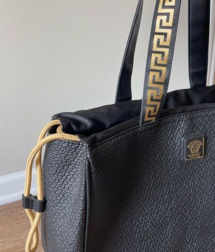 Versace, Bags, Versace Parfums Fragrance Luxury Shopping Tote Bag Purse  Black Detachabl