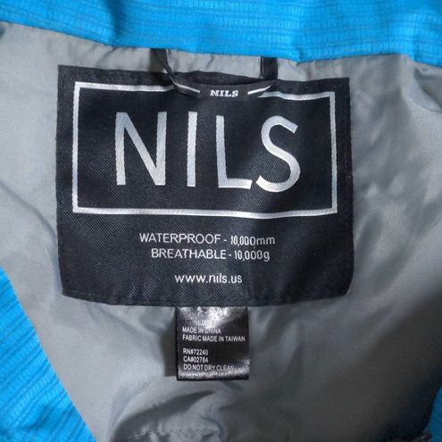 Nils Womens Ski Jacket Blue Stripe Waist Length Snap Hood Waterproof Mock  Neck 2 - $125 - From Stephanie