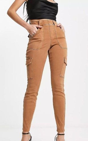 Spanx high waist skinny cargo pants in beige