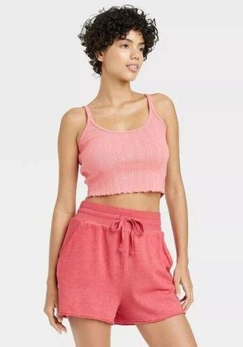 Colsie Women's Size L Coral Pink Lettuce Edge Lounge Camisole Tank Top