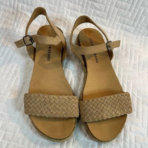 Lucky Brand Grecilyn Suede Espadrille Wedge Sandals 7M Size