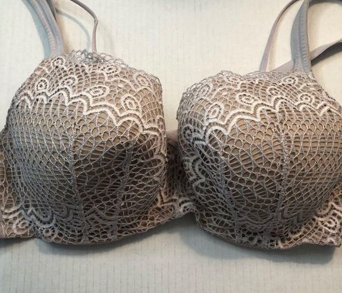 Cacique Bra Modern Linear Lace Purple-Gray Bra Sz 40D GUC - $25 - From Liz