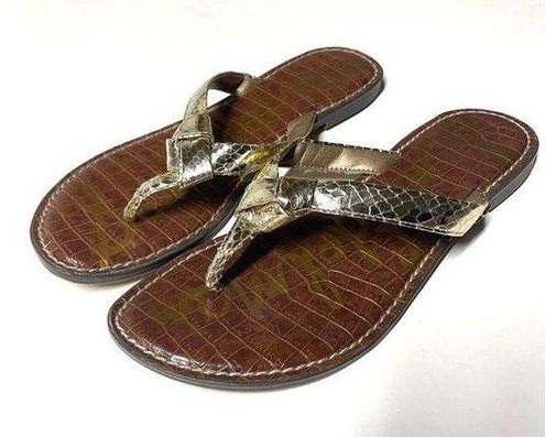 Sam Edelman Giles Gold Thong Flip Flop Sandal Size 9.5 28