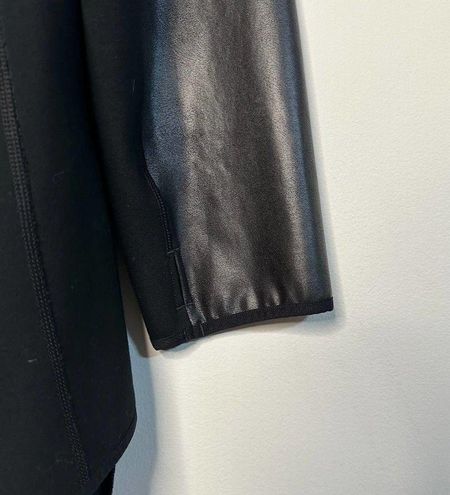 Spanx Drape Front Jacket Womens 3X Plus Edgy Faux Leather Ponte Very Black  - $98 - From Carissa