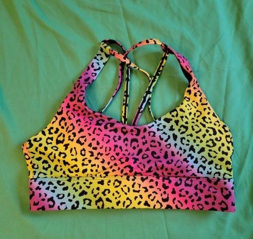 Zyia Rainbow Leopard Print Light n Tight Strappy Women's Sports Bra Size  Medium - $38 - From Thrift