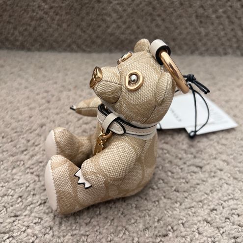 $148 NEW Coach Authentic Bear Bag Charm in Signature Canvas