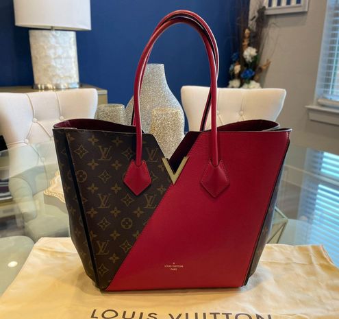 Louis Vuitton Kimono Mm Red Leather Tote Monogram Cerise Hobo 2015