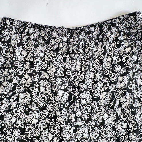 Uniqlo Womens S Black & White Comfy Joggers Floral Pull On Comfy