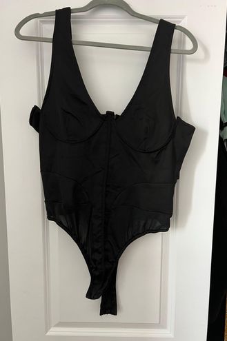 Pretty Little Thing NWT Tall Black Corset Detail Woven Bodysuit