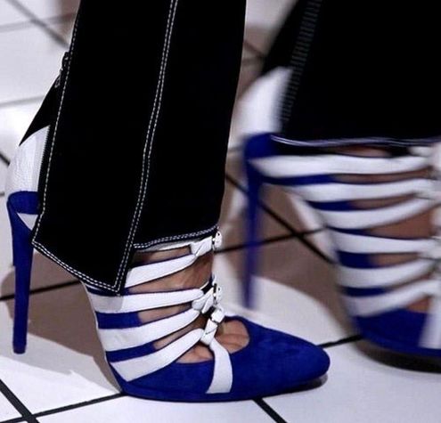 Balenciaga pointy-toed multi-strap Mary-Jane stiletto pumps sandal IT 37 US  7 Blue - $178 (80% Off Retail) - From J