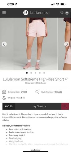 Lululemon Softstreme shorts Pink Size 12 - $35 (55% Off Retail) - From  brianna