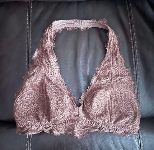 NWT Gilly Hicks Lace Halter Bralette Size Medium Burgundy