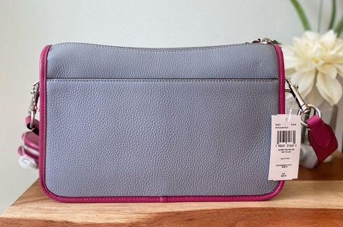 Coach Pennie Crossbody With Coin Case Pebble Leather Pink Gray C5674