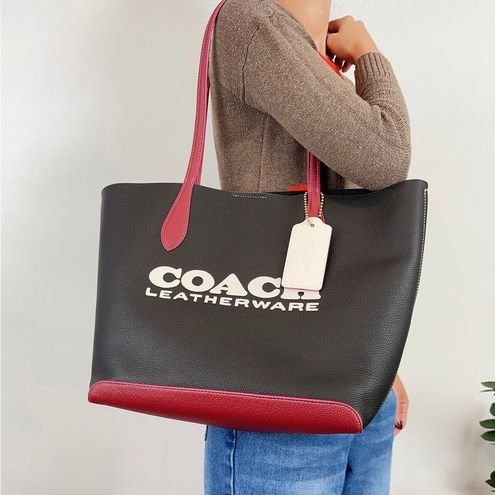 NWT Coach CE734 Kia Tote In Colorblock Black Multi Pebble Leather