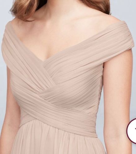 Crisscross Off-the-Shoulder Mesh Bridesmaid Dress