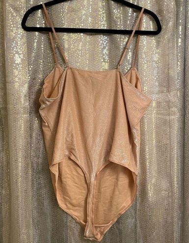 SKIMS Shimmer Glitter Nude Ochre Cami Thong Bodysuit, 3X NWT Size