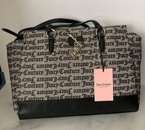 Juicy Couture Love Lock Faux Leather Logo Satchel Handbag in Black