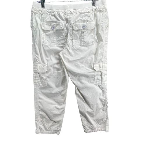 Chico's Womens Cargo Capri Pants Size 6 White Crop Elastic Ribbed Waist  Pockets - $28 - From Kathy