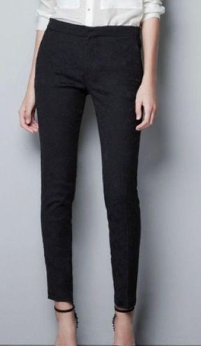 ZARA Women's Skinny Pants Black Straight Leg High Waist Size XS