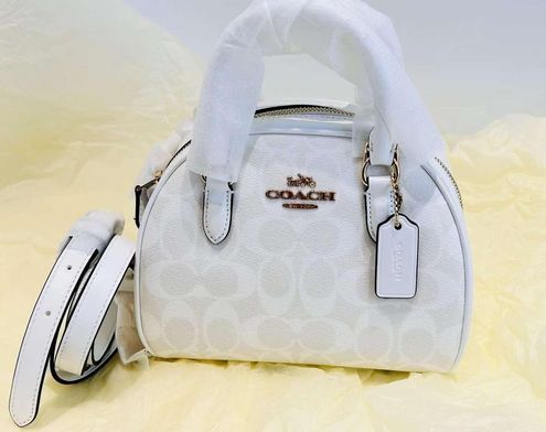 NWT Coach Sydney Satchel In Signature Canvas Chalk/Glacier White CA591 $350