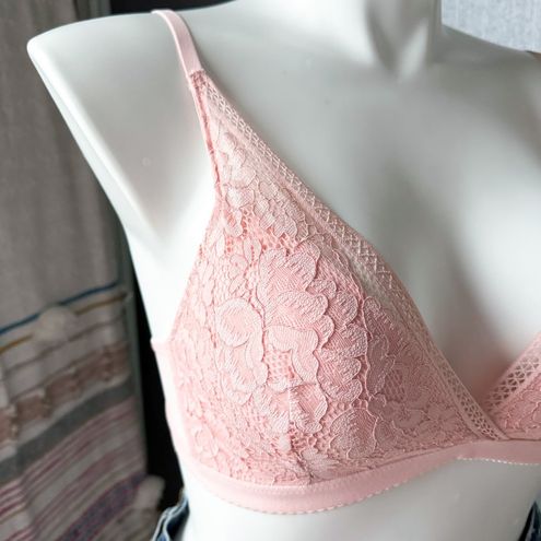 Knix Lace Deep V Bralette Bra Rose Water Pink Women's Size Medium - $38 New  With Tags - From Closet