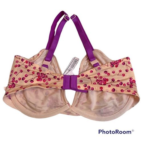 Victoria's Secret Cherry Satin Unlined Hook Eye Bra Lingerie Purple