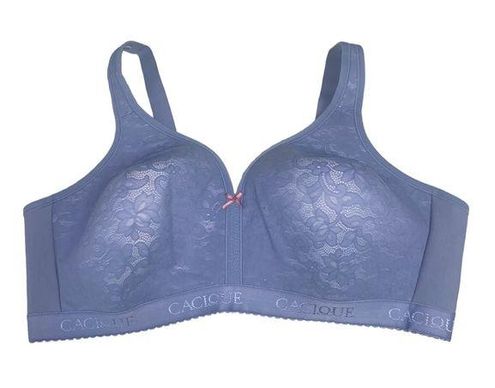 Cacique Cotton Lightly Lined No-Wire Seamless Bra in Blue