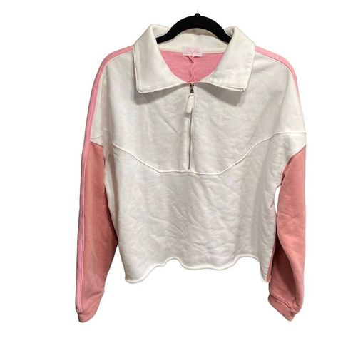 Jump Right In Pink Colorblock Quarter Zip Pullover – Pink Lily