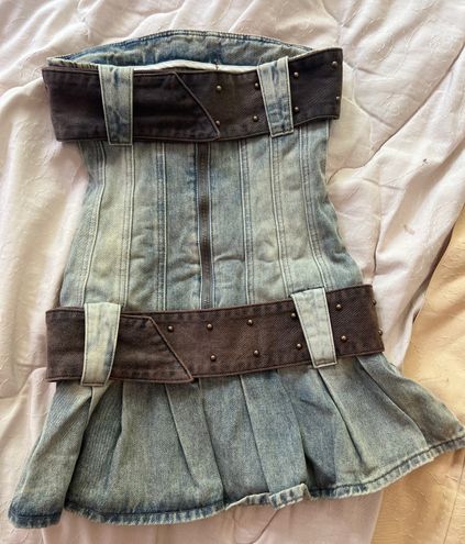 Burnout Denim Corset Mini Dress