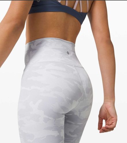 Lululemon Wunder Under High Rise Crop w Scalloped Hem Gray Camo