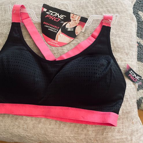 Zone Pro breathable light weight wire free sports bra Black Size M