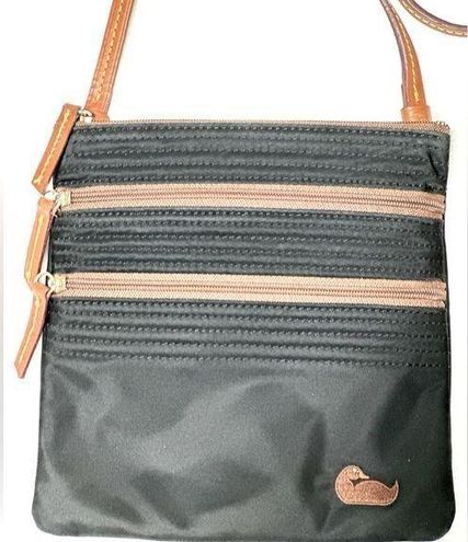 Dooney & Bourke Nylon Triple Zip Crossbody Bag in Black