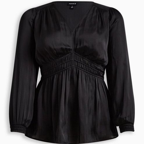 Torrid Peplum Satin Smocked Waist Top Size 0, Large - $24 - From Britts