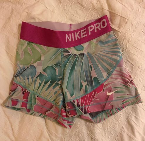 Nike Pros tropical print spandex shorts 