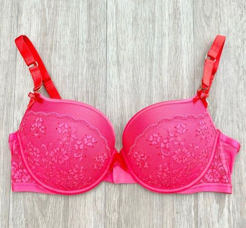 Victoria's Secret Rare Very Sexy Padded Demi Red Pink Neon Lace