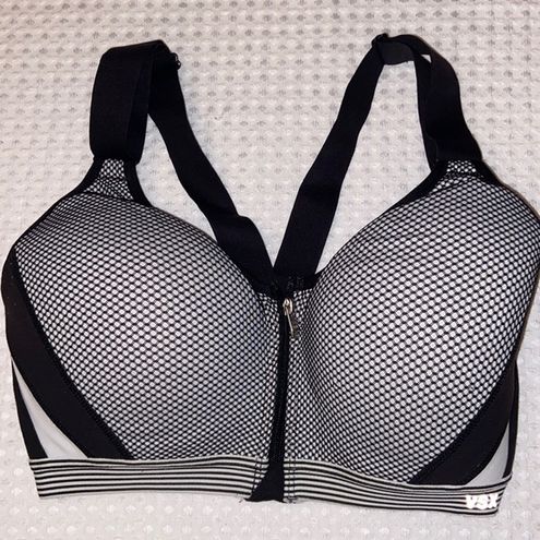 Victoria's Secret VSX Zip Front Sports Bra Size 32DD(E) Black