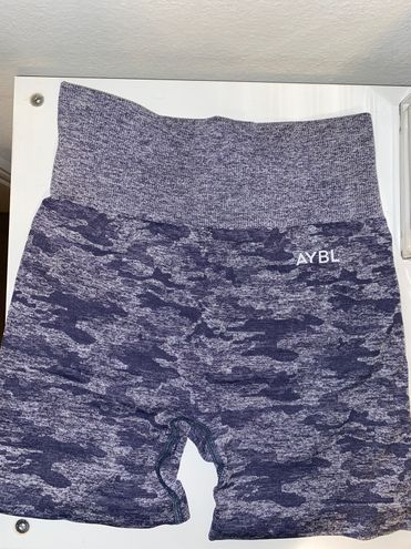 AYBL evolve camo seamless long sleeve crop top and shorts set Blue