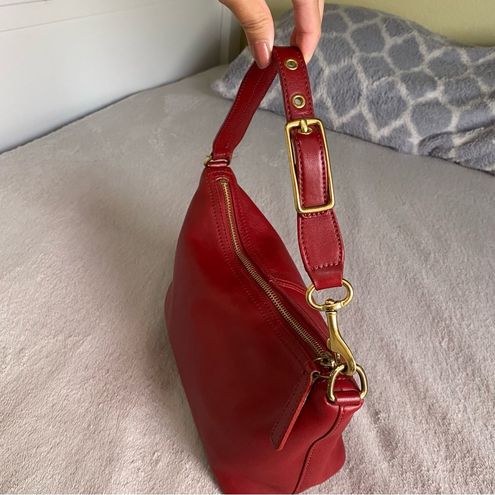 Classy red patent leather Coach handbag. Outside is... - Depop