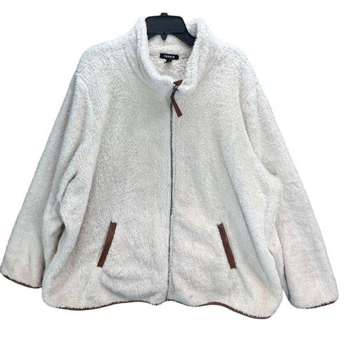 NEW Torrid Shearling Sherpa PU Trim Zip-Front Kimono Cream Fleece Jacket  Size 1X