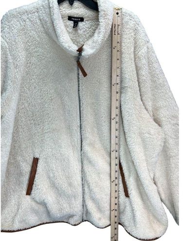 NEW Torrid Shearling Sherpa PU Trim Zip-Front Kimono Cream Fleece Jacket  Size 1X